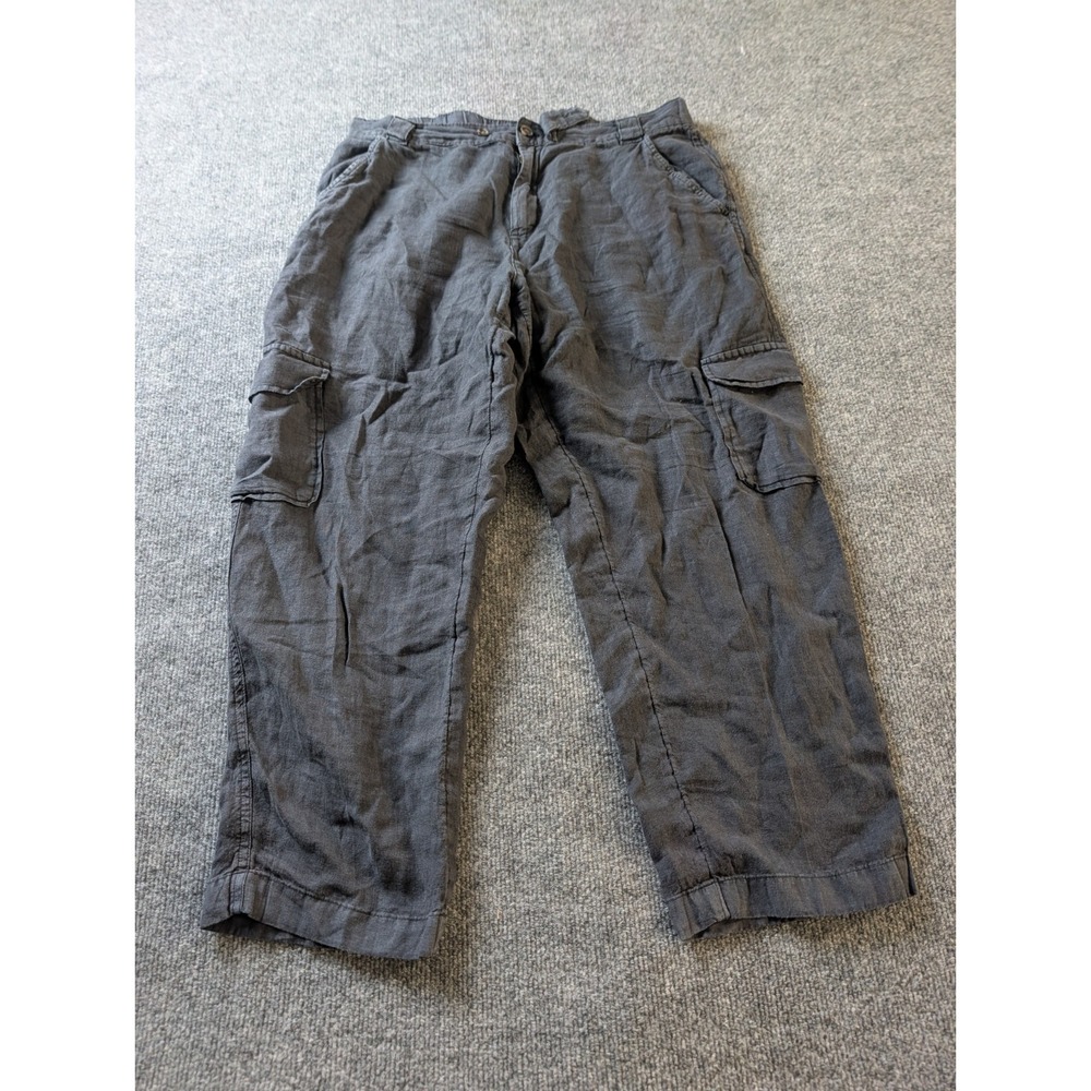 RACHEL Rachel Roy 100% Linen Cargo Jogger Women L Pants Black Utility Boho